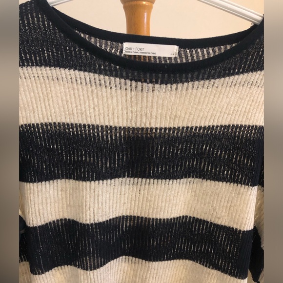 Black, cream gorgeous striped sweater, slightly sheer, small - Picture 3 of 6